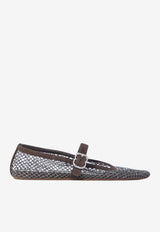 Alaïa Fishnet Crystal Mesh Ballet Flats Brown AA3A029A023--U15