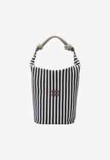Miu Miu Striped Canvas Bucket Bag Blue 5BE107ILO2I0G/S_MIU-F0B9P