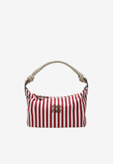 Miu Miu Striped Canvas Shoulder Bag Red 5BC196ILO2I0G/S_MIU-F0ZIZ