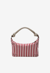 Miu Miu Striped Canvas Shoulder Bag Red 5BC196ILO2I0G/S_MIU-F0ZIZ