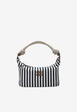 Miu Miu Striped Canvas Shoulder Bag Blue 5BC196ILO2I0G/S_MIU-F0B9P