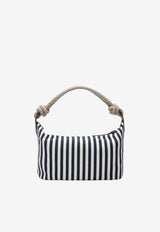 Miu Miu Striped Canvas Shoulder Bag Blue 5BC196ILO2I0G/S_MIU-F0B9P