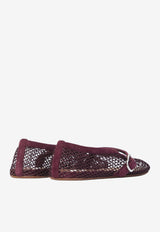 Alaïa Fishnet Ballet Flats Bordeaux AA3A029TK061--325