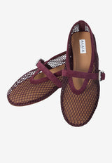 Alaïa Fishnet Ballet Flats Bordeaux AA3A029TK061--325
