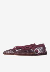 Alaïa Fishnet Ballet Flats Bordeaux AA3A029TK061--325