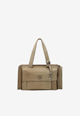 Miu Miu Utilitaire Suede Leather Satchel Bag Beige 5BG335POO2CSS/T_MIU-F0379