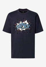 Fendi Logo Boompop Print T-shirt Blue FY0936AW0X/S_FENDI-F0QG0