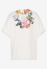 Maison Margiela Painted Flower V-neck T-shirt Off-white S29GC0317S24575_101