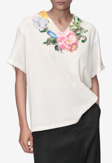 Maison Margiela Painted Flower V-neck T-shirt Off-white S29GC0317S24575_101