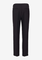Elisabetta Franchi Crepe Tailored Pants with Logo Charm Black PA16661E2_110