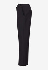 Elisabetta Franchi Crepe Tailored Pants with Logo Charm Black PA16661E2_110