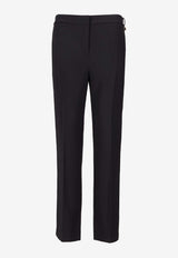 Elisabetta Franchi Crepe Tailored Pants with Logo Charm Black PA16661E2_110
