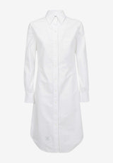 Thom Browne Long-Sleeved Midi Shirt Dress White FDS001A06177_100