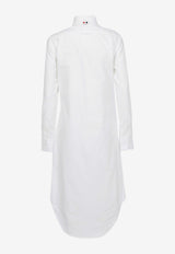 Thom Browne Long-Sleeved Midi Shirt Dress White FDS001A06177_100