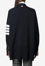 Thom Browne Oversized 4-bar Stripes Wool Cardigan Navy FKC402AY1002_415