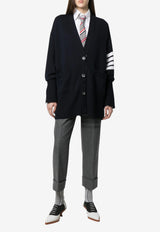 Thom Browne Oversized 4-bar Stripes Wool Cardigan Navy FKC402AY1002_415
