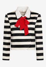 Valentino Maxi-Bow Striped Jacket Monochrome 9B3CE5W3ACM/T_VALE-3G5