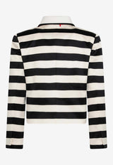 Valentino Maxi-Bow Striped Jacket Monochrome 9B3CE5W3ACM/T_VALE-3G5