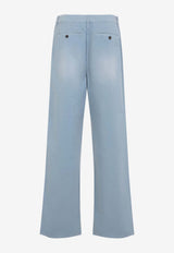 Flared-Leg Pants with Embroidered-Logo