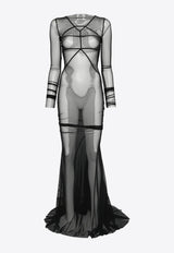 Rick Owens Temple Long-Sleeved Sheer Gown Black RO01F6589TUS_09