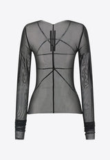 Rick Owens Temple Long-Sleeved Sheer Top Black RO01F6277TUS_09