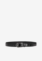 Prada Croc-Embossed Leather Belt Black 2C4223_4