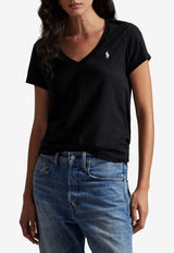 Ralph Lauren Embroidered Logo V-neck T-shirt Black 211B14611009_001