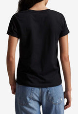 Ralph Lauren Embroidered Logo V-neck T-shirt Black 211B14611009_001