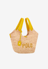 Ralph Lauren Medium Polo Play Raffia and Leather Tote Bag Yellow 428978557001_700