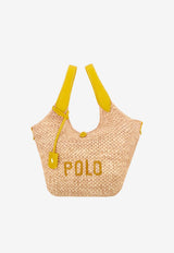 Ralph Lauren Medium Polo Play Raffia and Leather Tote Bag Yellow 428978557001_700