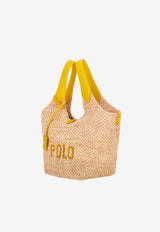 Ralph Lauren Medium Polo Play Raffia and Leather Tote Bag Yellow 428978557001_700