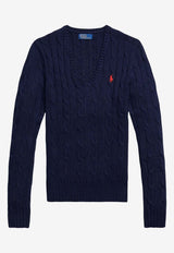Ralph Lauren Cable Knit V-neck Sweater Navy 211971870004_400