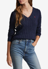Ralph Lauren Cable Knit V-neck Sweater Navy 211971870004_400