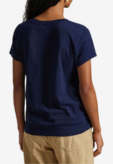 Ralph Lauren Embroidered Logo V-neck T-shirt Navy 211B14611008_410