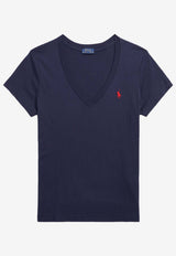 Ralph Lauren Embroidered Logo V-neck T-shirt Navy 211B14611008_410