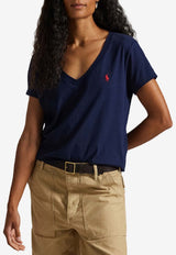 Ralph Lauren Embroidered Logo V-neck T-shirt Navy 211B14611008_410