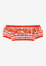 Dolce & Gabbana Majolica Print Off-Shoulder Top Orange F755RTGDDRL/T_DOLCE-S9000