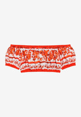 Dolce & Gabbana Majolica Print Off-Shoulder Top Orange F755RTGDDRL/T_DOLCE-S9000