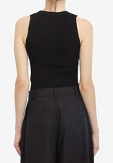 Alaïa Rib Knit Tank Top Black AA9B0353K017A--995