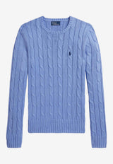 Ralph Lauren Cable Knit Logo Sweater Light Blue 211971869009_400