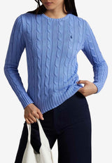 Ralph Lauren Cable Knit Logo Sweater Light Blue 211971869009_400