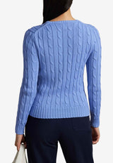 Ralph Lauren Cable Knit Logo Sweater Light Blue 211971869009_400