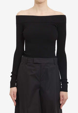 Alaïa Off-Shoulder Knit Bodysuit Black AA9B0342K017A--995