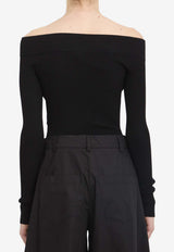 Alaïa Off-Shoulder Knit Bodysuit Black AA9B0342K017A--995