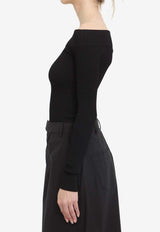 Alaïa Off-Shoulder Knit Bodysuit Black AA9B0342K017A--995