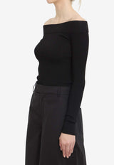 Alaïa Off-Shoulder Knit Bodysuit Black AA9B0342K017A--995
