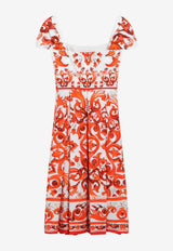 Dolce & Gabbana Majolica Print Midi Poplin Dress Orange F6TVKTGDDRL/T_DOLCE-S9000