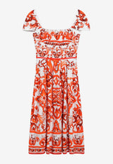 Dolce & Gabbana Majolica Print Midi Poplin Dress Orange F6TVKTGDDRL/T_DOLCE-S9000