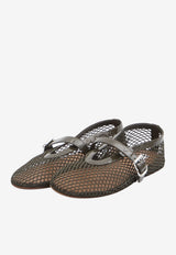 Alaïa Fishnet Ballet Flats Green AA3A029TK007--610