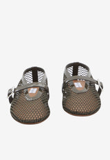 Alaïa Fishnet Ballet Flats Green AA3A029TK007--610
